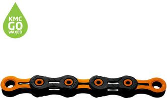 KMC DLC11 Waxed 11 Speed Chain, 118L, Black/Orange