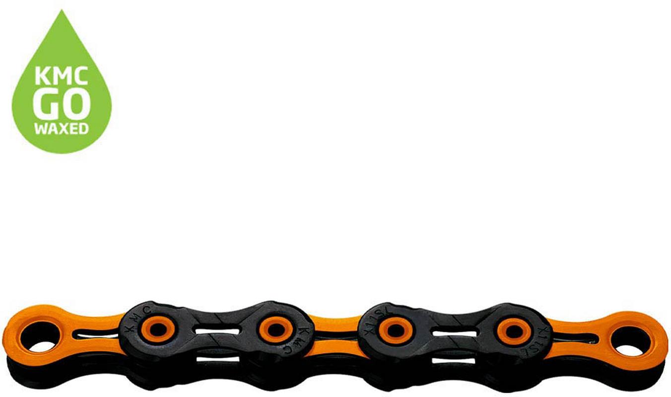 Halfords KMC Kmc Dlc11 Waxed 11 Speed Chain, 118L, Black/Orange | Extra 8% off for BC Members