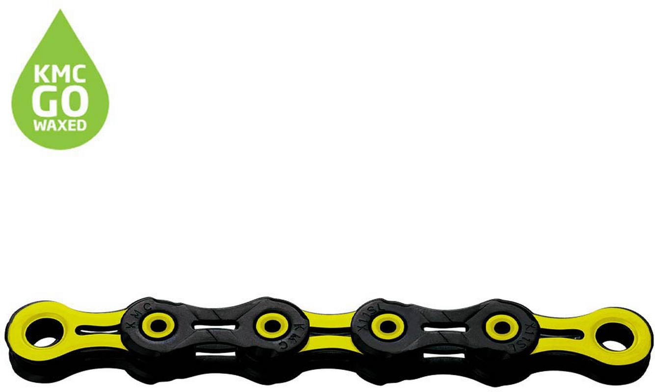 Halfords KMC Kmc Dlc11 Waxed 11 Speed Chain, 118L, Black/Yellow | Extra 8% off for BC Members