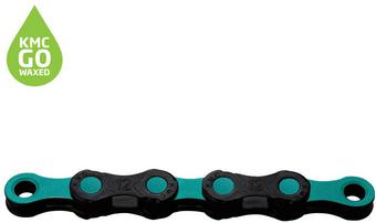 KMC DLC12 Waxed 12 Speed Chain, 126L, Black/Celeste