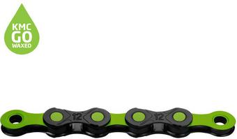 KMC DLC12 Waxed 12 Speed Chain, 126L, Black/Apple Green