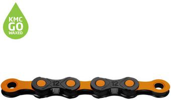 KMC DLC12 Waxed 12 Speed Chain, 126L, Black/Orange