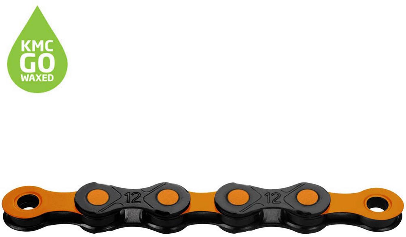 Halfords KMC Kmc Dlc12 Waxed 12 Speed Chain, 126L, Black/Orange | Extra 8% off for BC Members