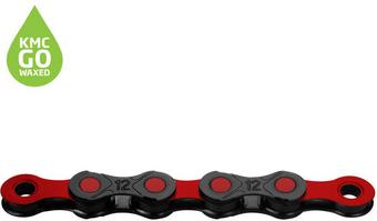 KMC DLC12 Waxed 12 Speed Chain, 126L, Black/Red