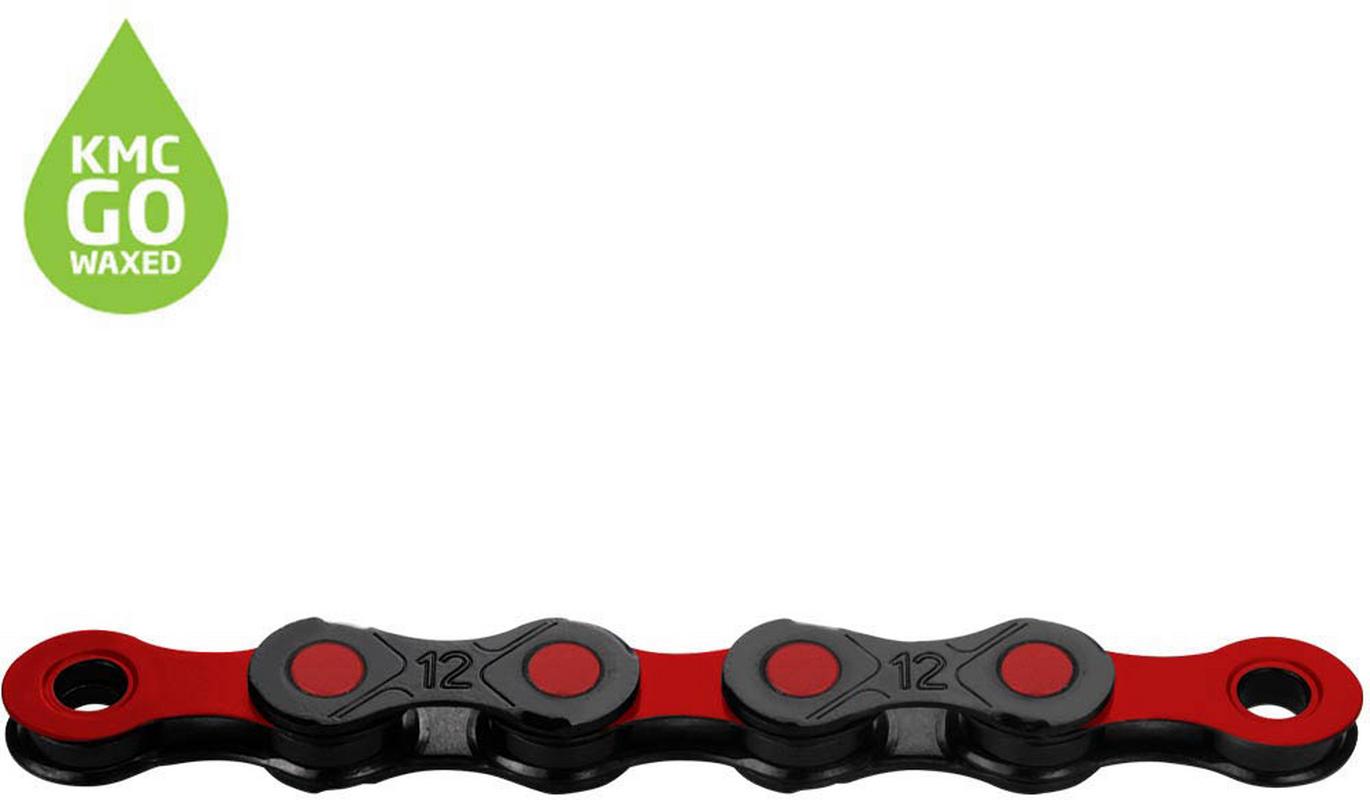 Halfords KMC Kmc Dlc12 Waxed 12 Speed Chain, 126L, Black/Red | Extra 8% off for BC Members