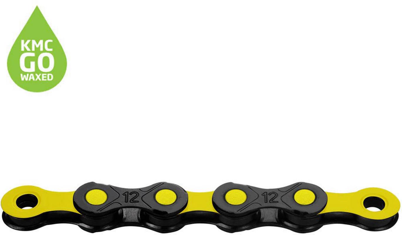 Halfords KMC Kmc Dlc12 Waxed 12 Speed Chain, 126L, Black/Yellow | Extra 8% off for BC Members