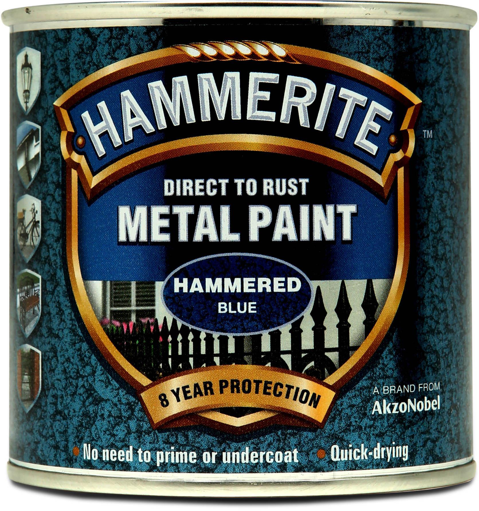 Hammerite Direct to Rust Metal Paint Hammered Blue 250ml