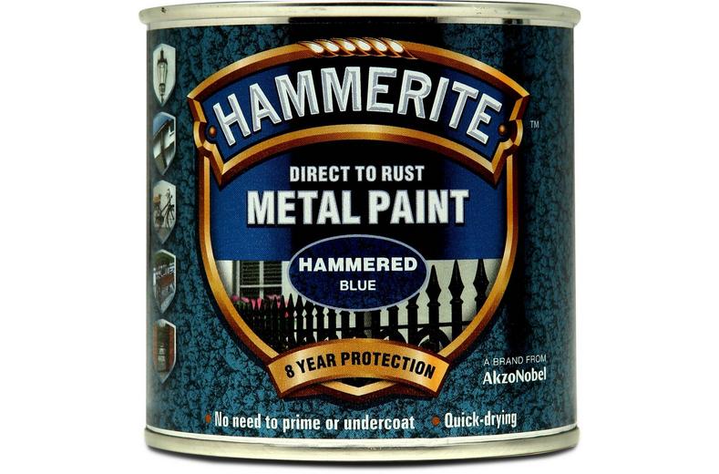 Hammerite Direct to Rust Metal Paint Hammered Blue 250ml Hammerite Direct to Rust Metal Paint Hammered Blue 250ml