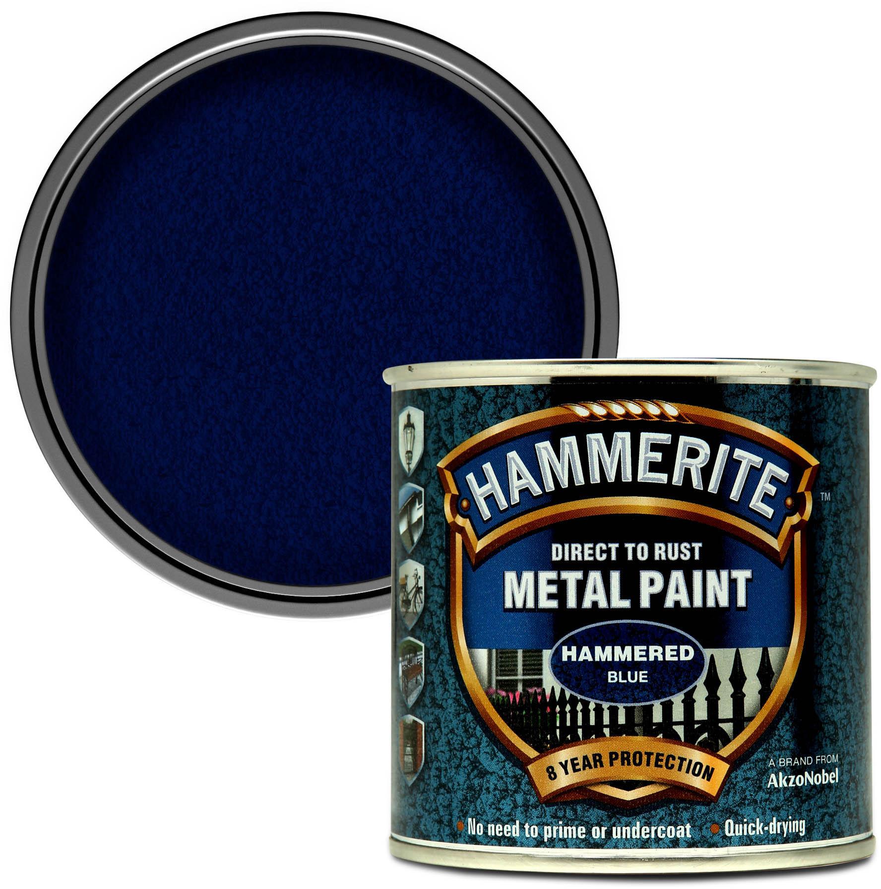 Hammerite Direct to Rust Metal Paint Hammered Blue 250ml
