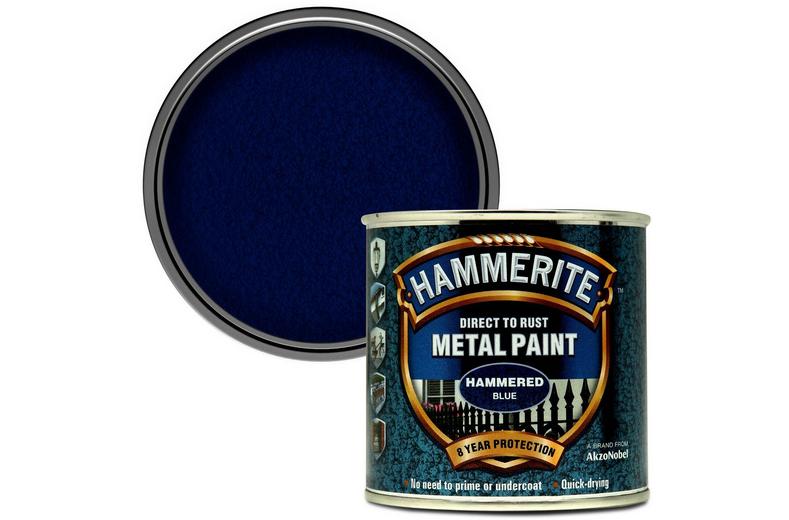 Hammerite Direct to Rust Metal Paint Hammered Blue 250ml Hammerite Direct to Rust Metal Paint Hammered Blue 250ml