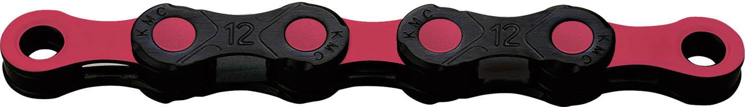 KMC X12SL DLC 12 Speed Chain 126L, Black/Red