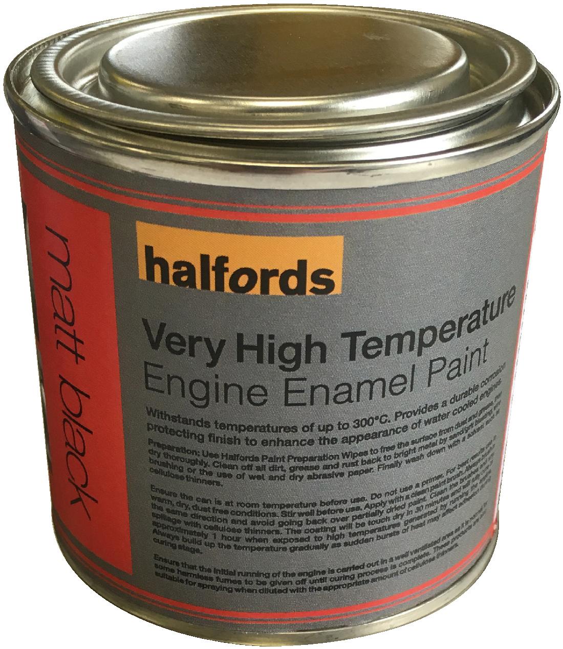 Halfords V High Temperature Engine Enamel Paint Matt Black 250Ml