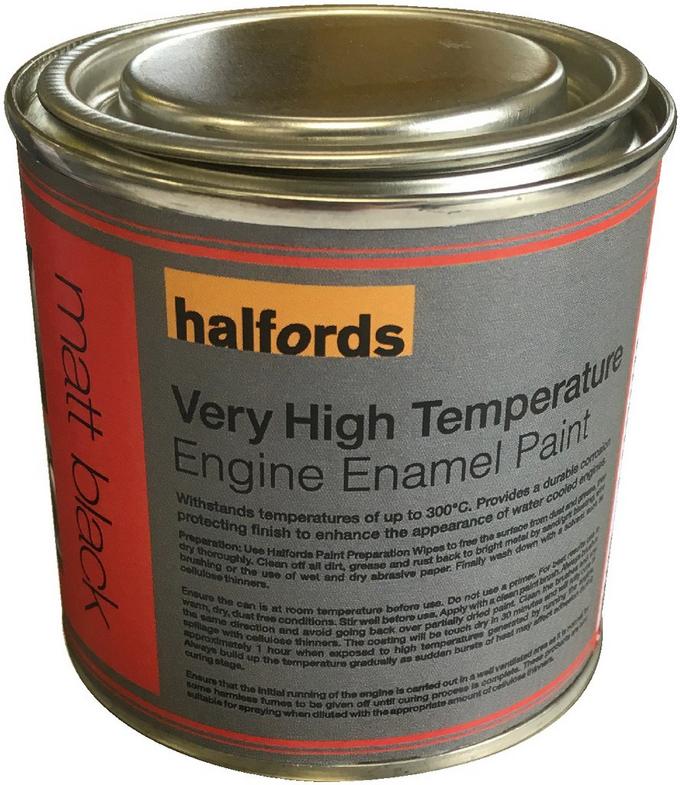 Halfords V High Temperature Engine Enamel Paint Matt Black 250ml