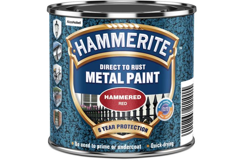 Hammerite Direct to Rust Metal Paint Hammered Red 250ml Hammerite Direct to Rust Metal Paint Hammered Red 250ml