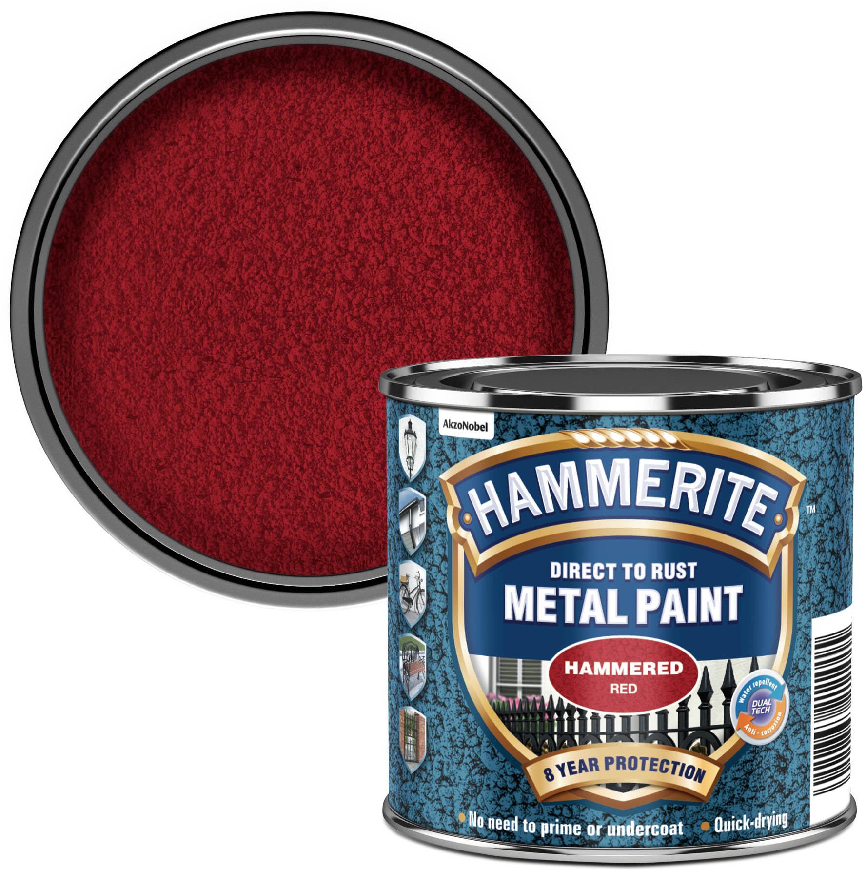 Hammerite Direct to Rust Metal Paint Hammered Red 250ml