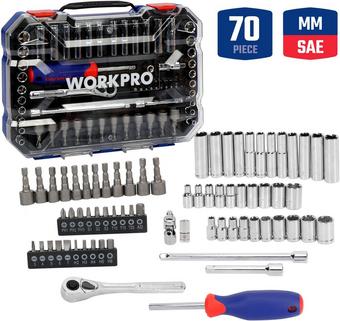 Workpro 70PC 1/4" DR. 6 Point Socket Set