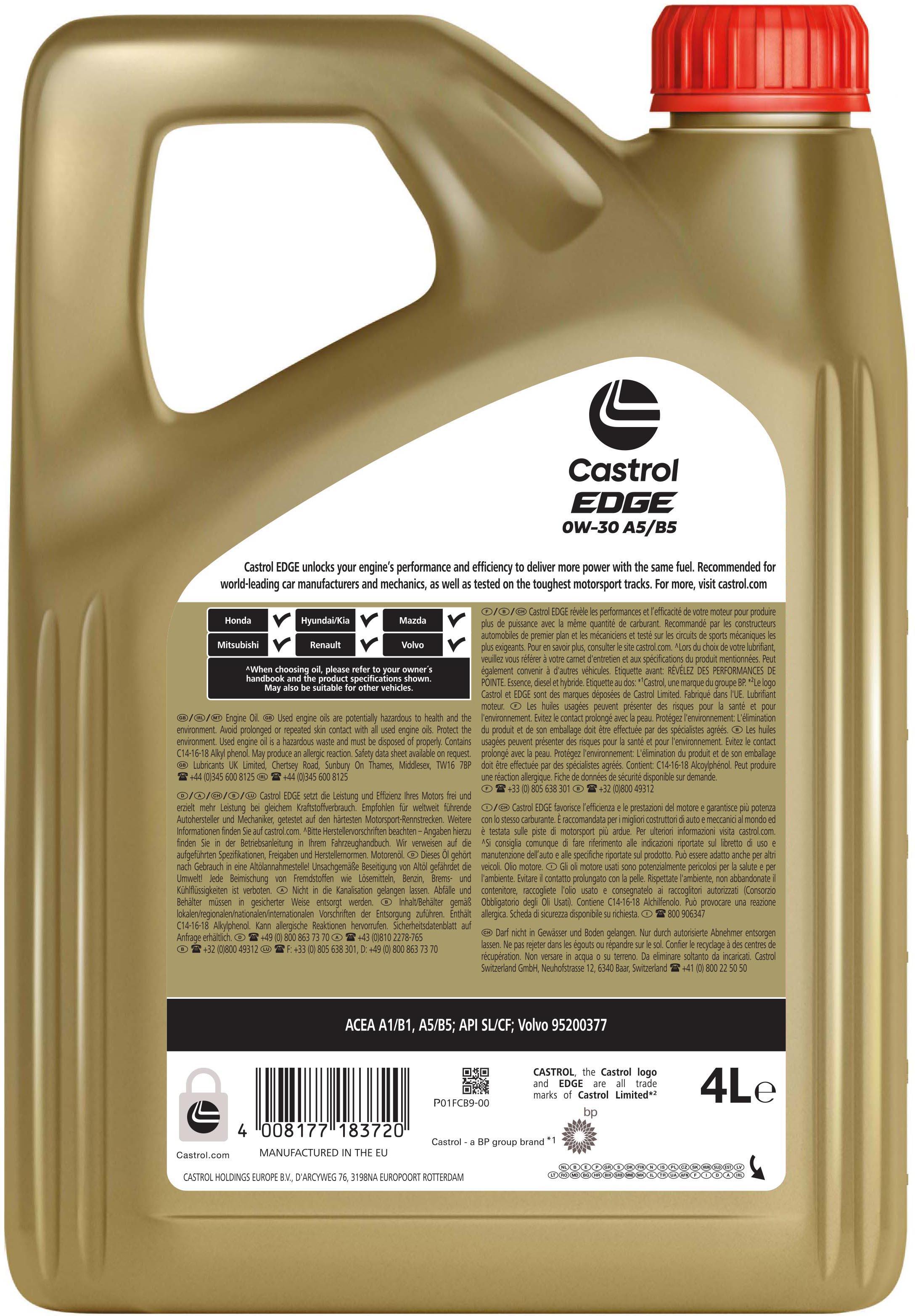 Castrol EDGE Titanium 0W30 Volvo Oil 4L