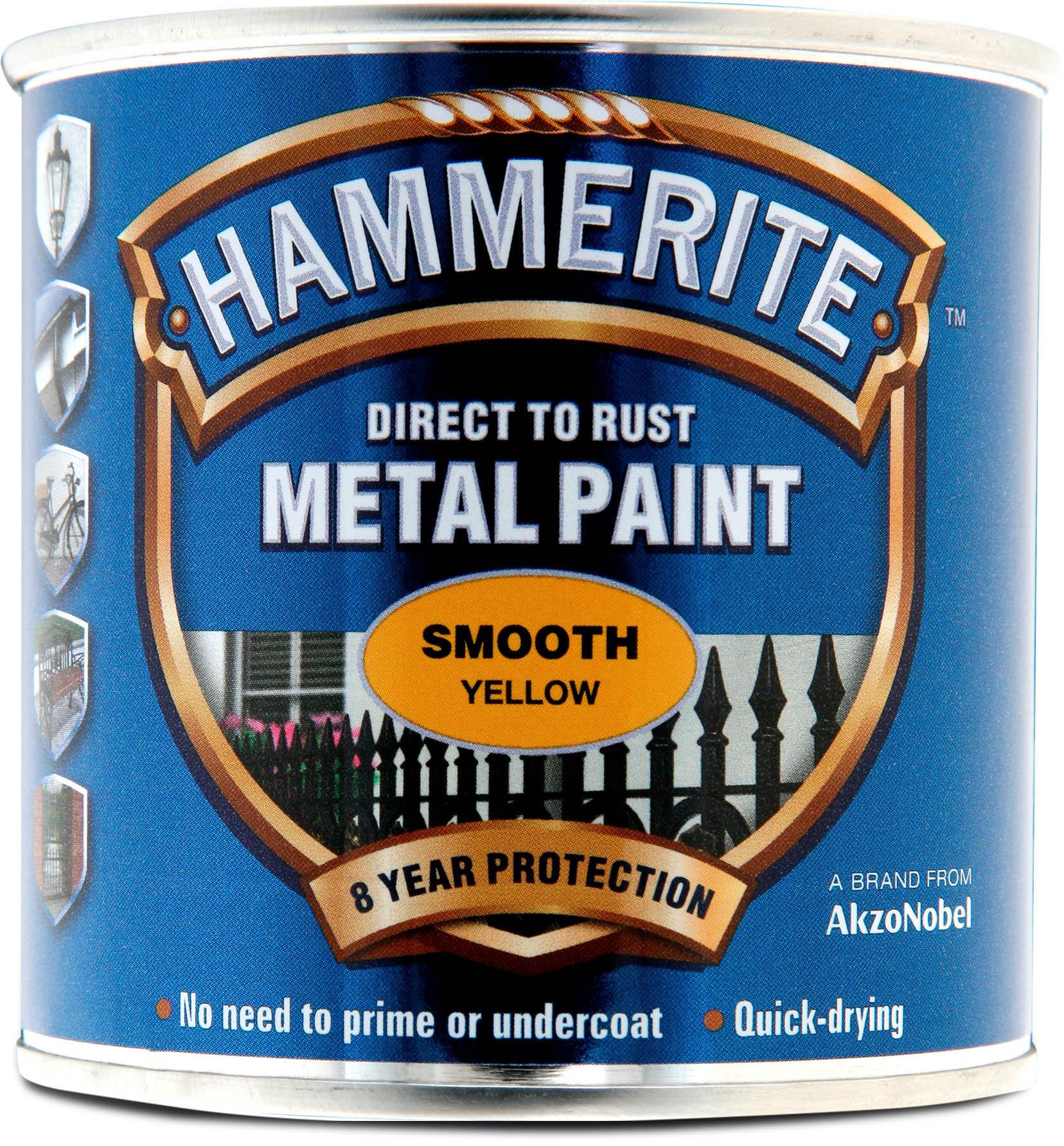 Hammerite Direct to Rust Metal Paint Smooth Yellow 250ml