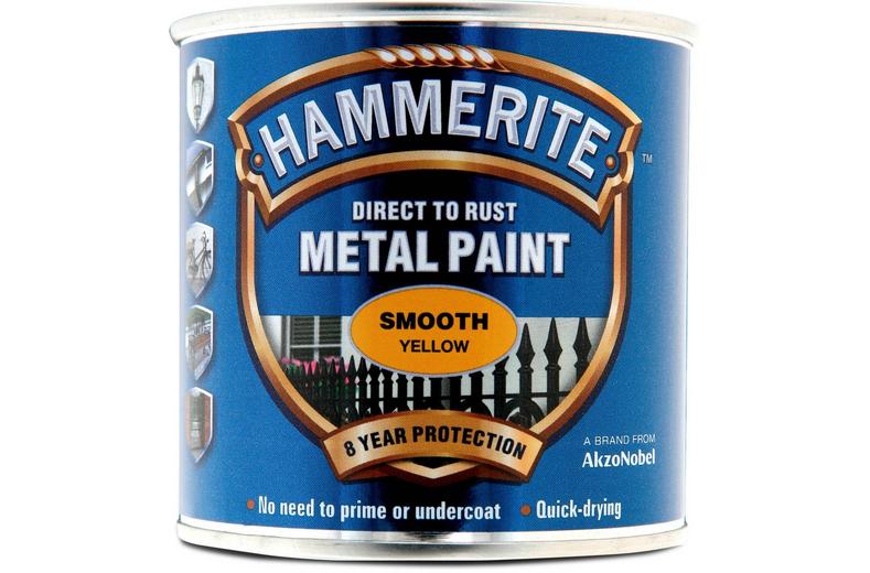 Hammerite Direct to Rust Metal Paint Smooth Yellow 250ml Hammerite Direct to Rust Metal Paint Smooth Yellow 250ml