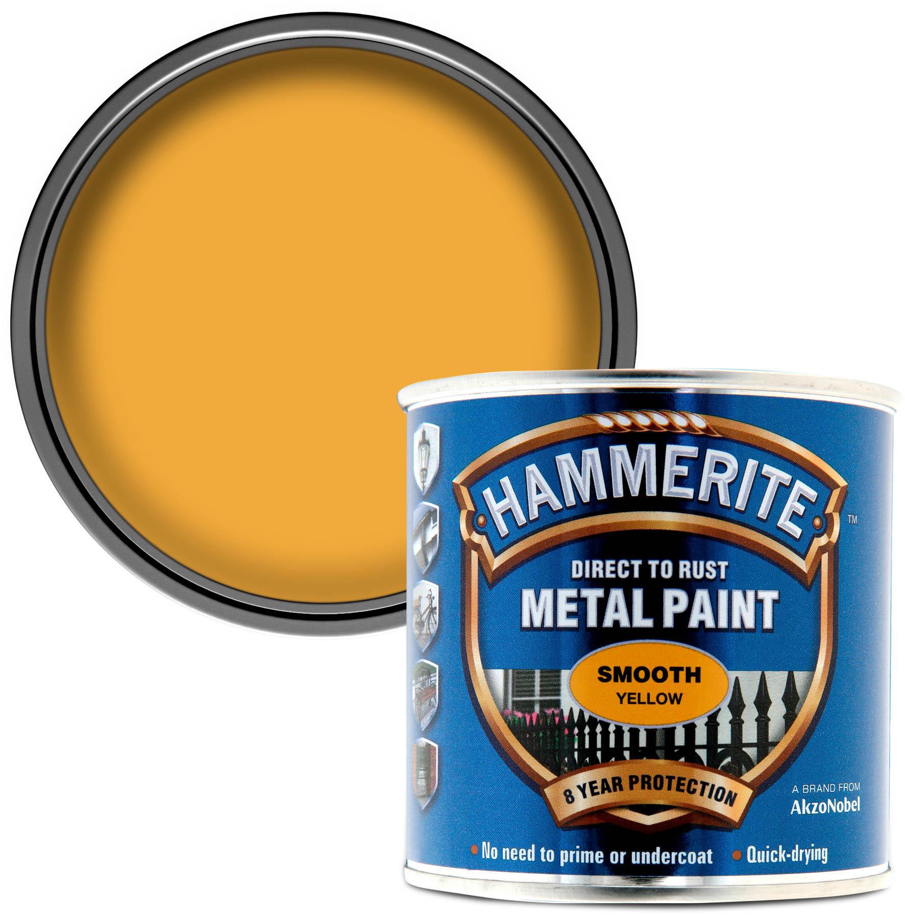 Hammerite Direct to Rust Metal Paint Smooth Yellow 250ml