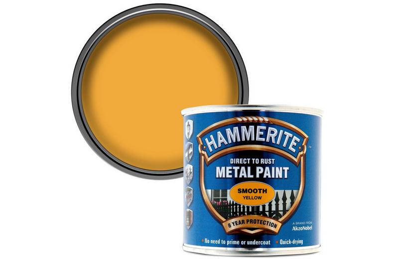 Hammerite Direct to Rust Metal Paint Smooth Yellow 250ml Hammerite Direct to Rust Metal Paint Smooth Yellow 250ml