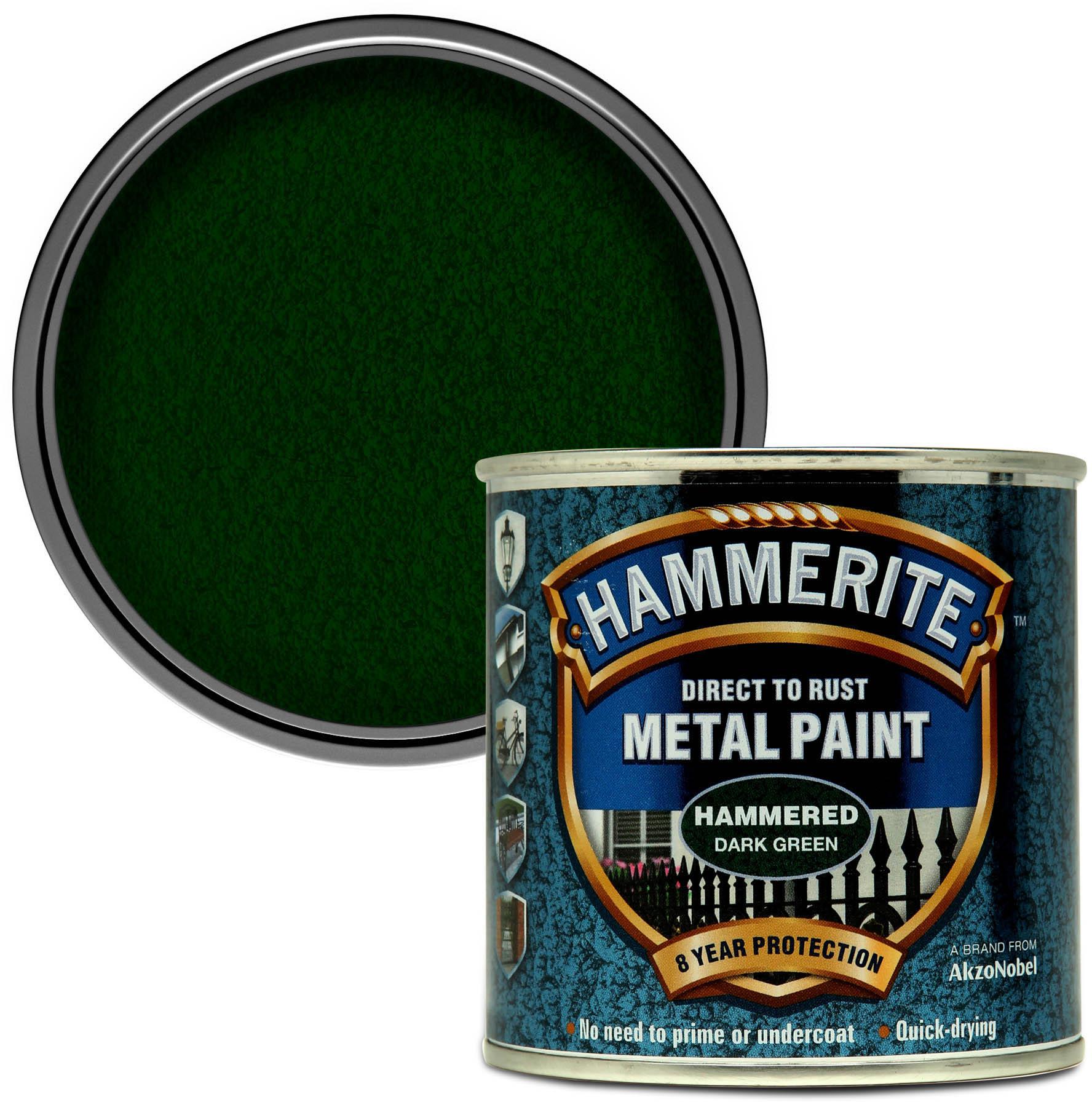 Hammerite Direct to Rust Metal Paint Hammered Dark Green 250ml