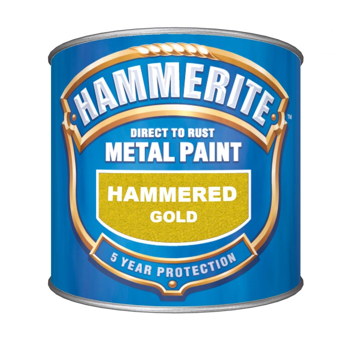 Hammerite Direct to Rust Metal Paint Hammered Gold 250ml