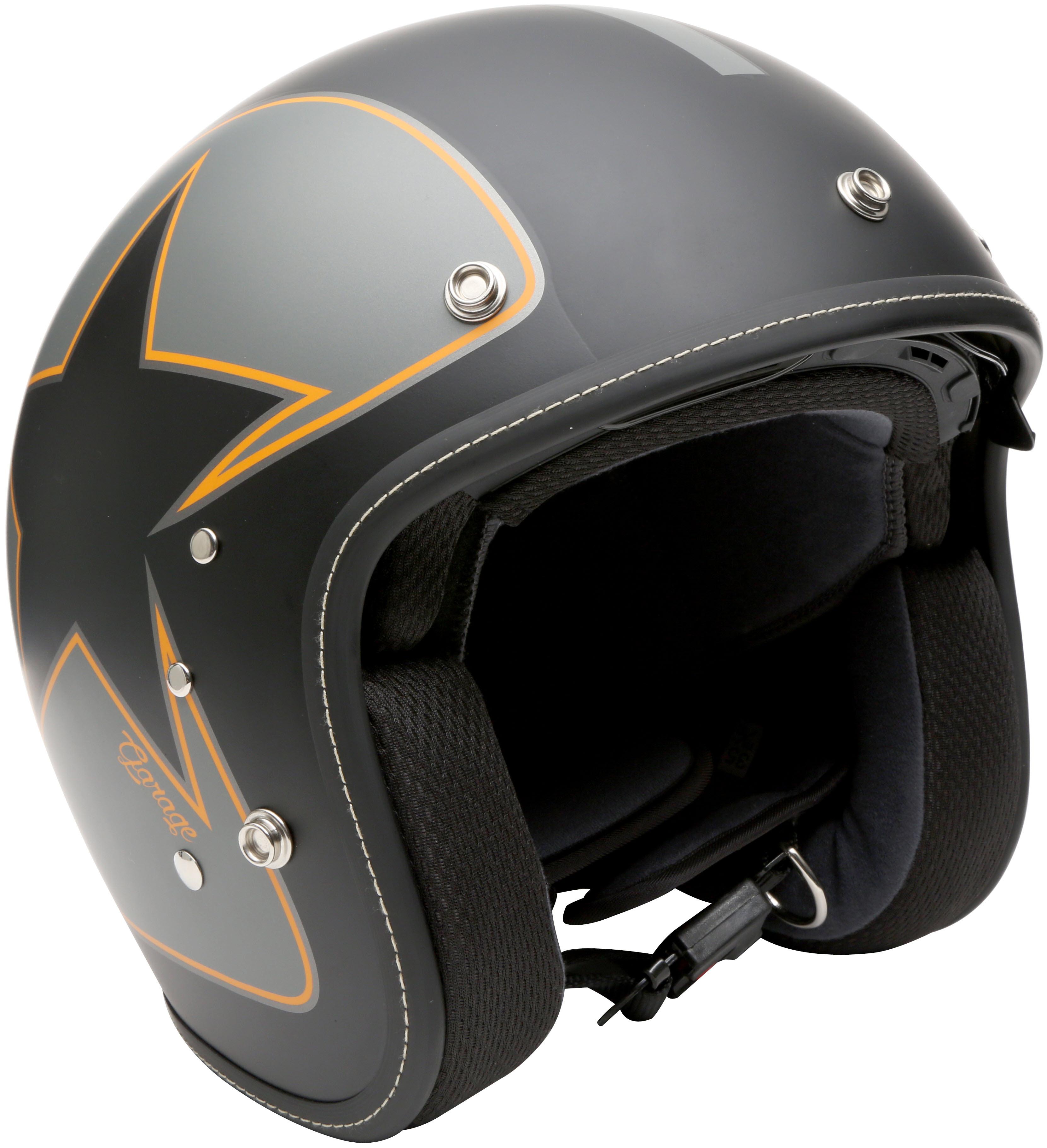 Duchinni Open Face Motorcycle Helmet - Matt Black/Orange, Medium