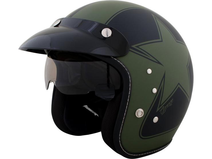 Duchinni D501 Matt Black/Green Open Face Helmet