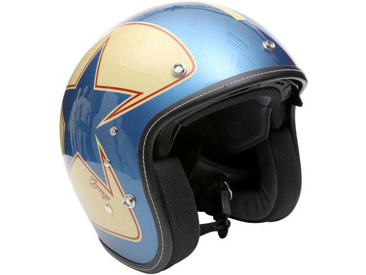 Duchinni D501 Gloss Blue/Red Open Face Helmet