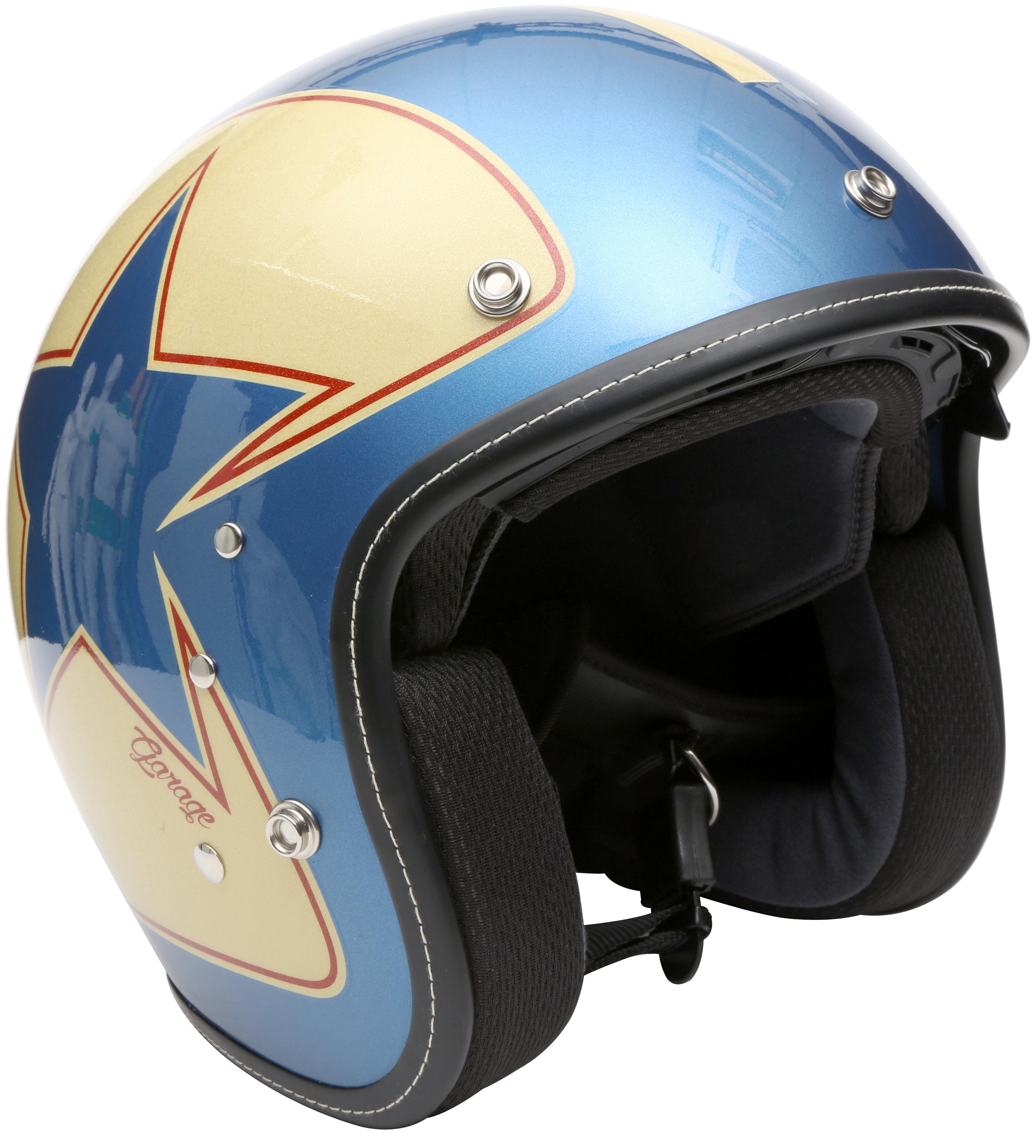 Duchinni Open Face Motorcycle Helmet - Blue/Red, Medium