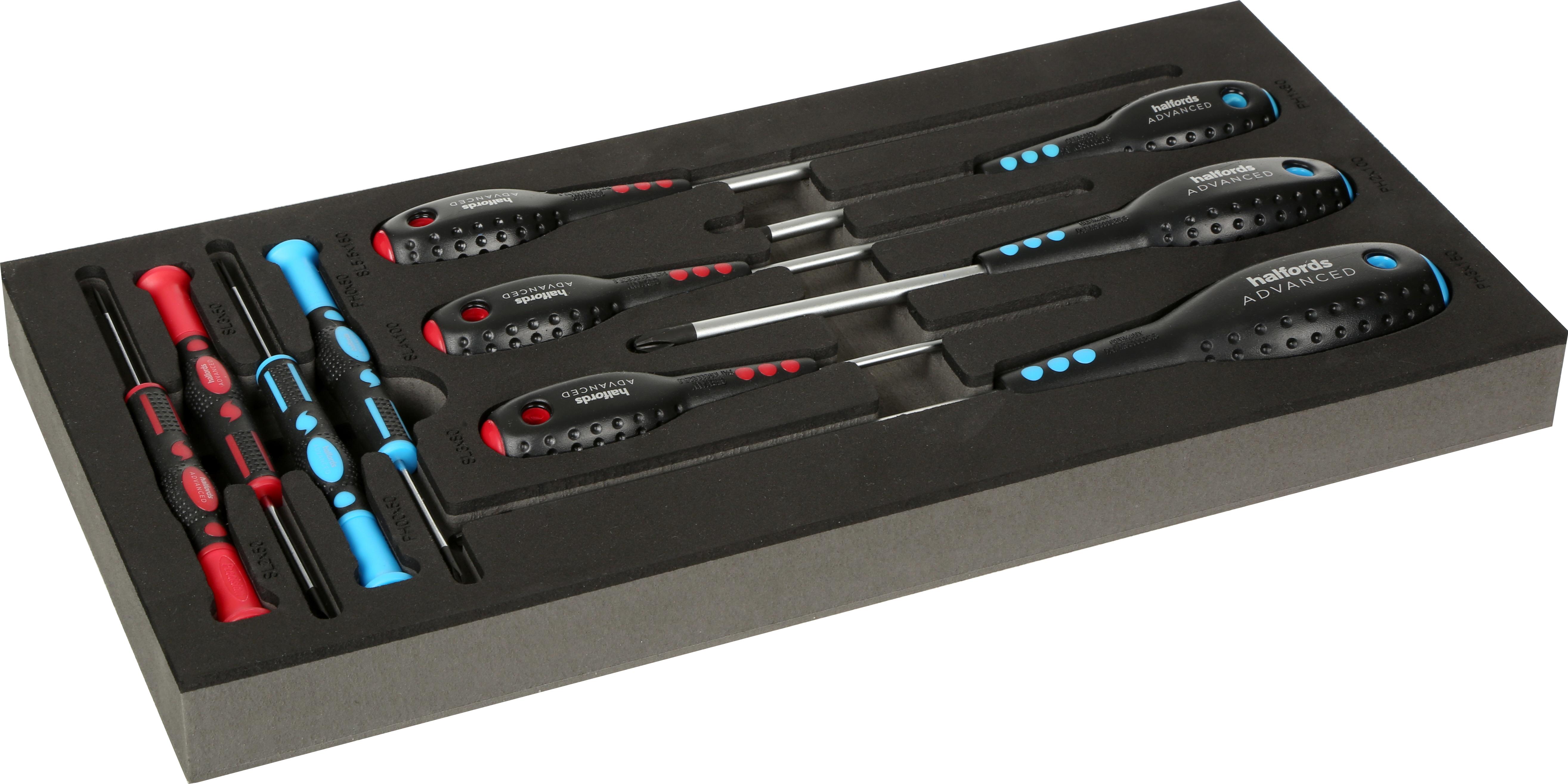 Halfords Advanced 10 Piece Screwdriver Set Modular Tray