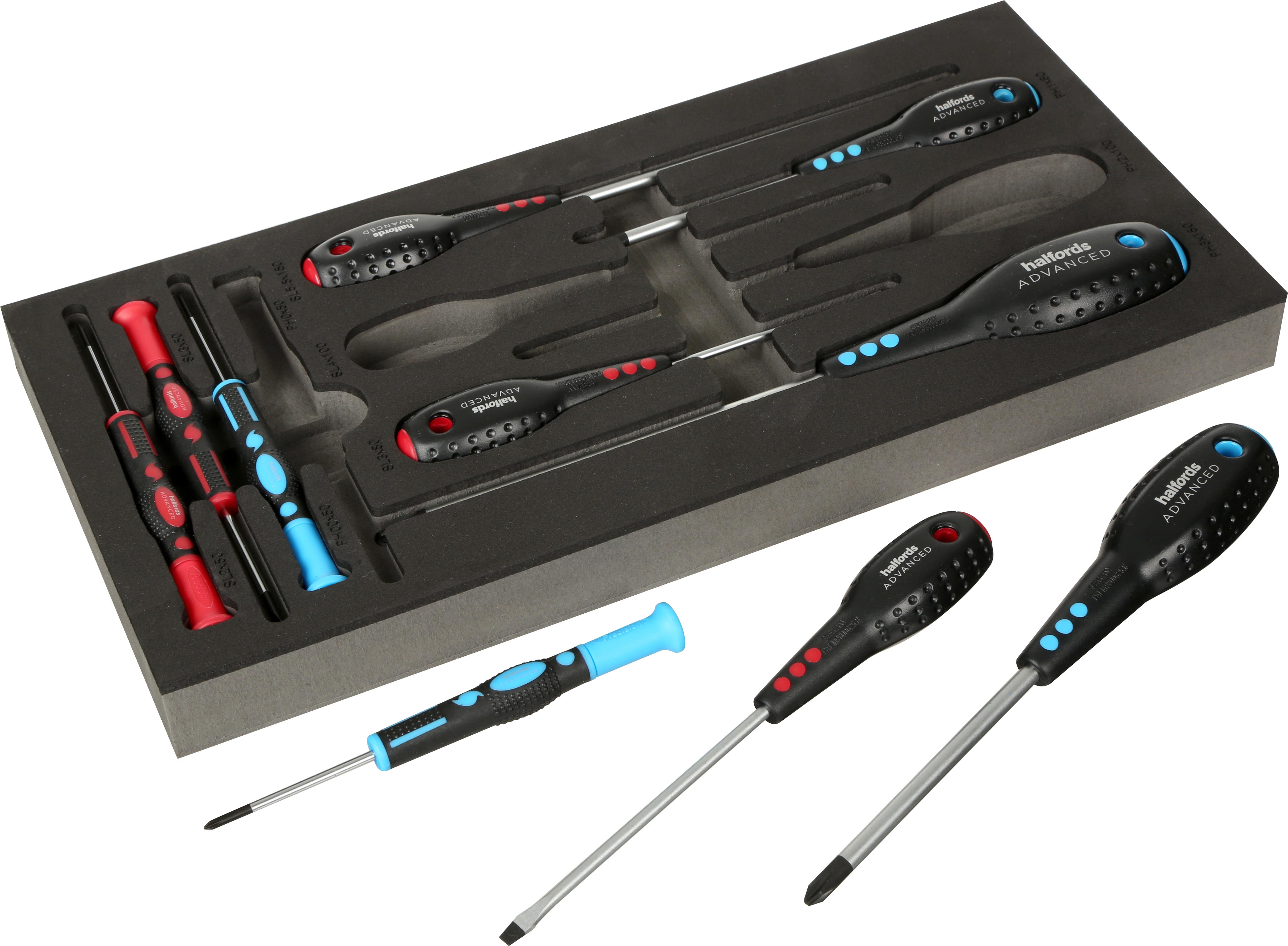 Halfords Advanced 10 Piece Screwdriver Set Modular Tray