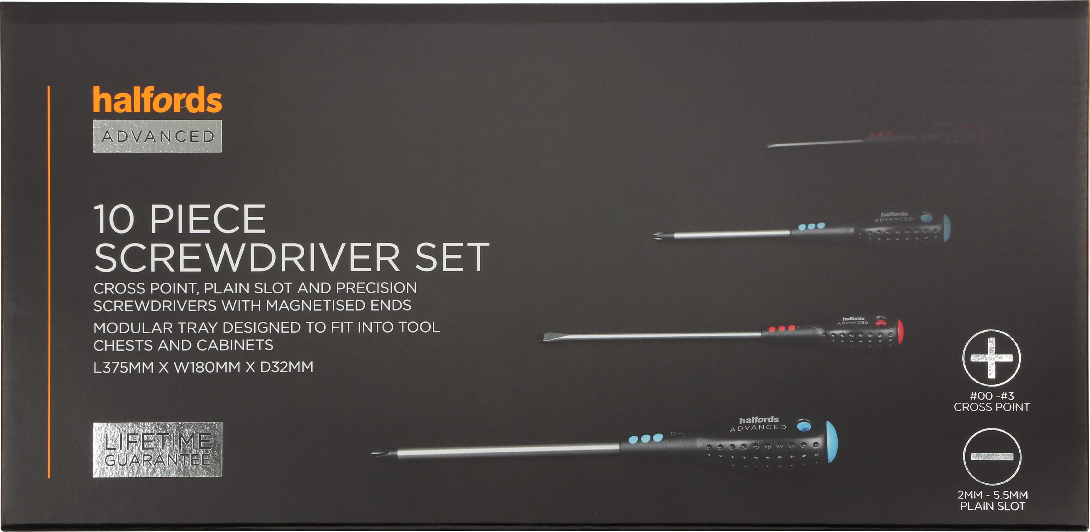 Halfords Advanced 10 Piece Screwdriver Set Modular Tray