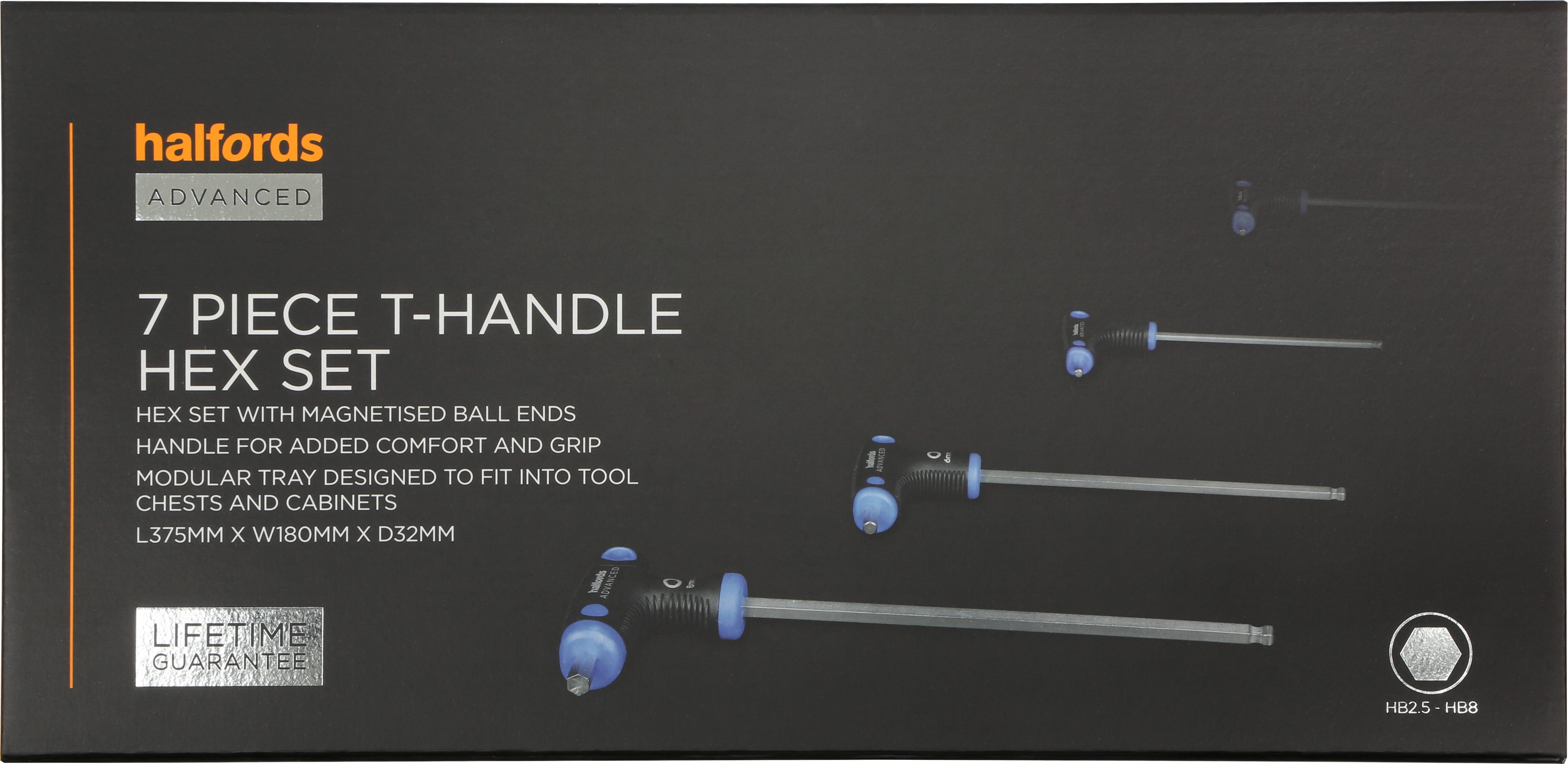Halfords Advanced 7 Piece T-Handle Hex Set Modular Tray