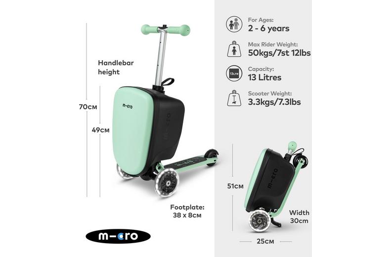 Micro MiniLED Suitcase Scooter, Mint Micro MiniLED Suitcase Scooter, Mint