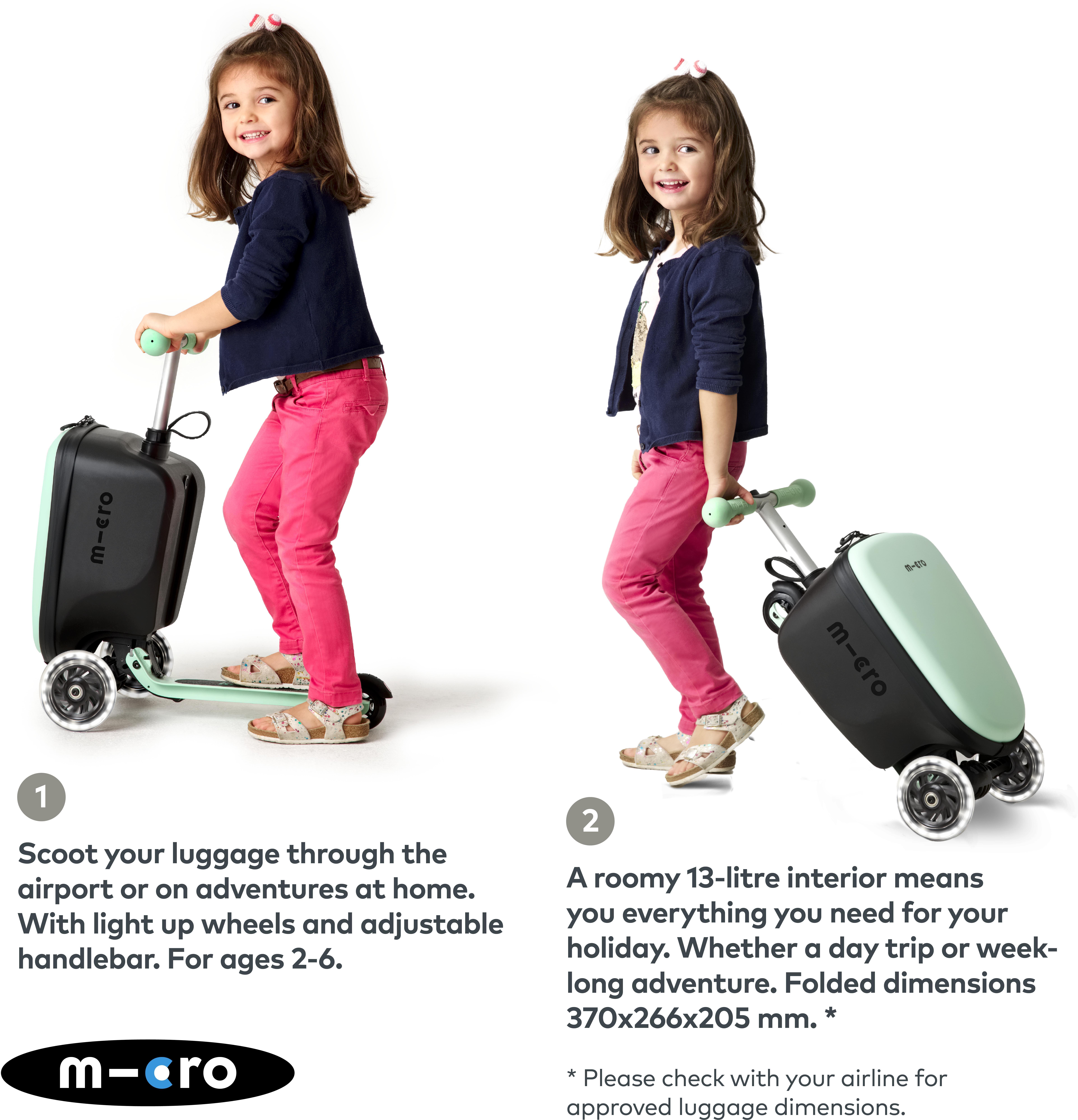 Micro MiniLED Suitcase Scooter, Mint