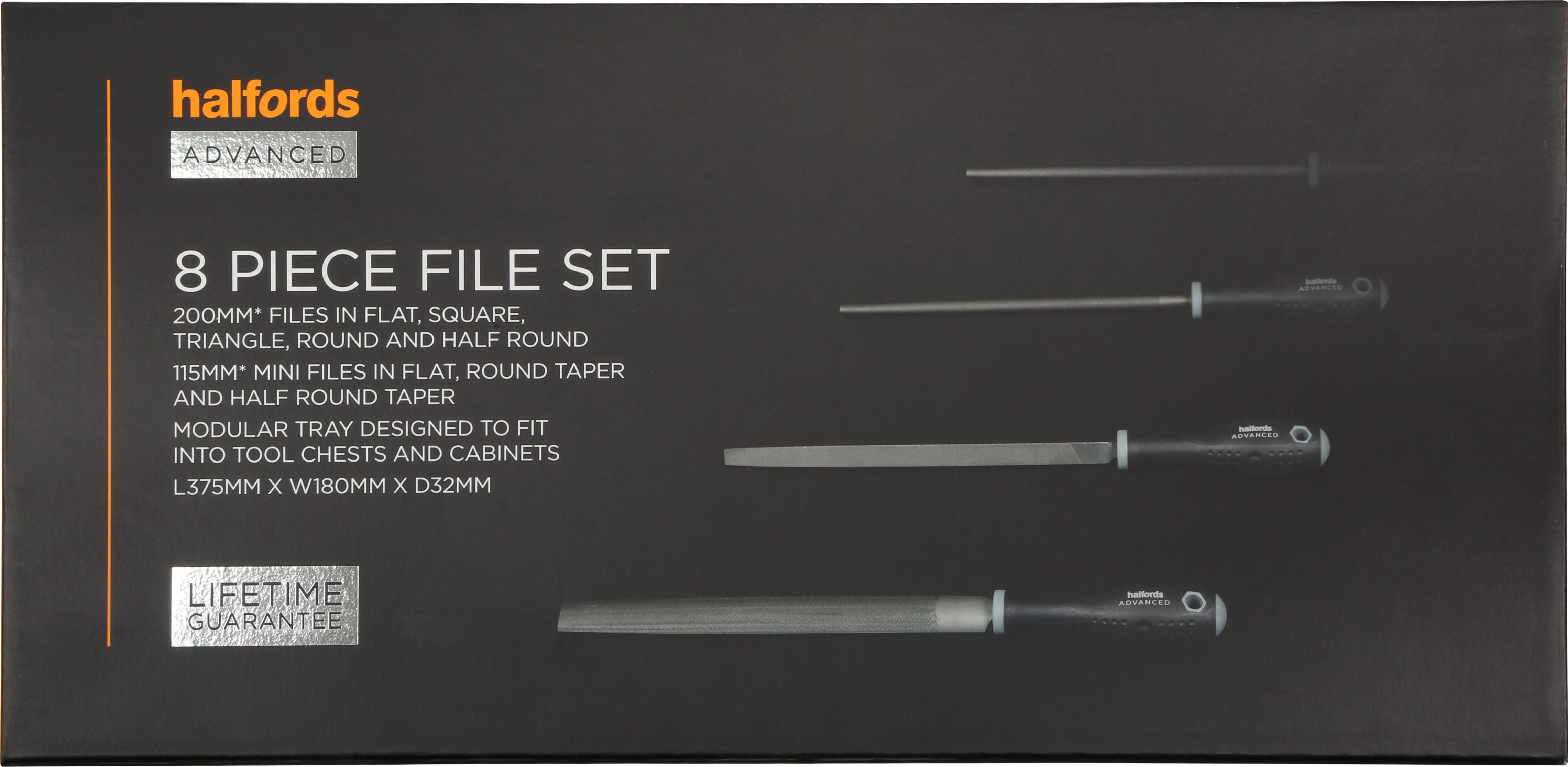 Halfords Advanced 8 Piece File Set Modular Tray