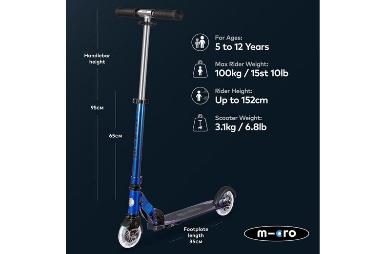 Micro Sprite Classic LED Scooter, Blue Chrome Micro Sprite Classic LED Scooter, Blue Chrome
