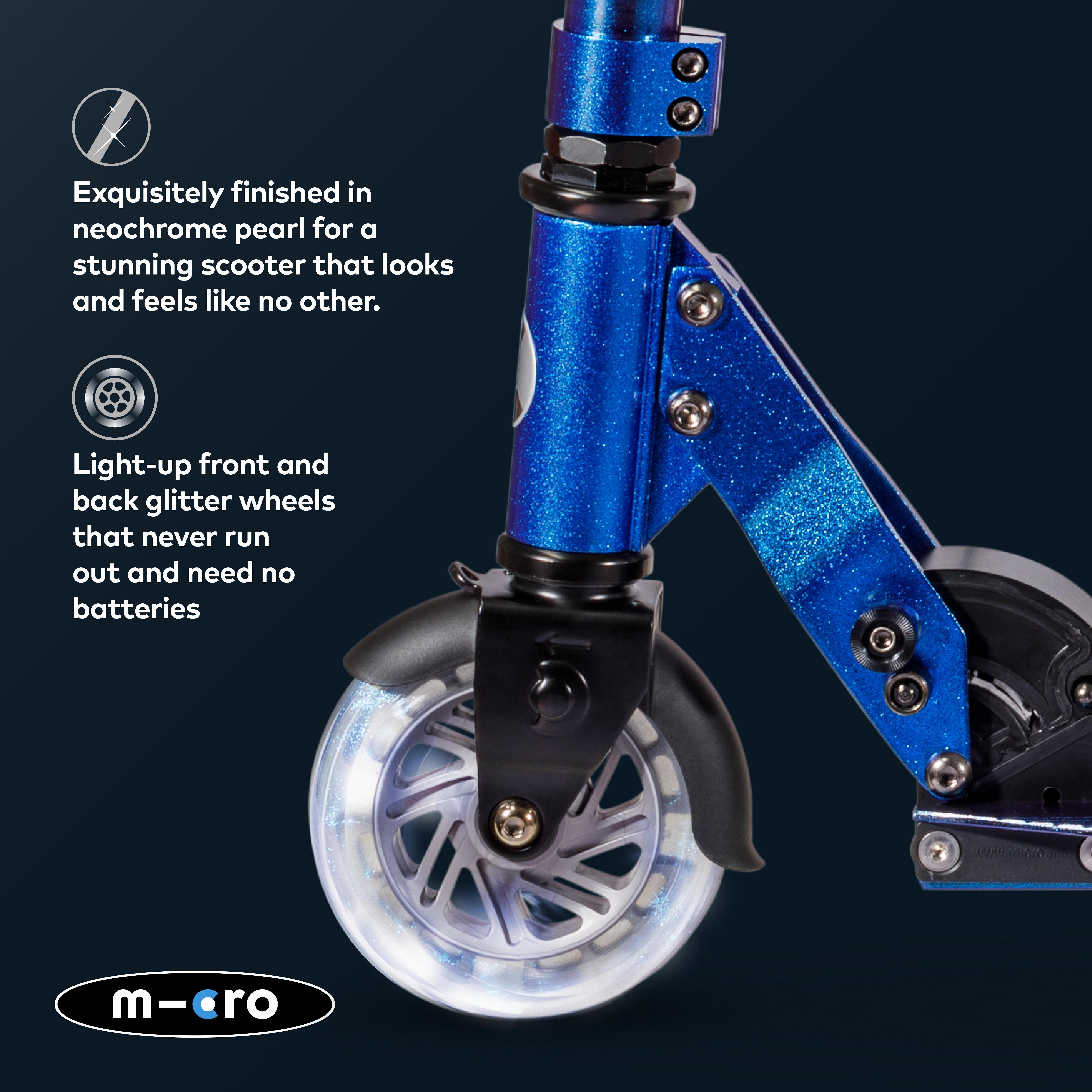Micro Sprite Classic LED Scooter, Blue Chrome