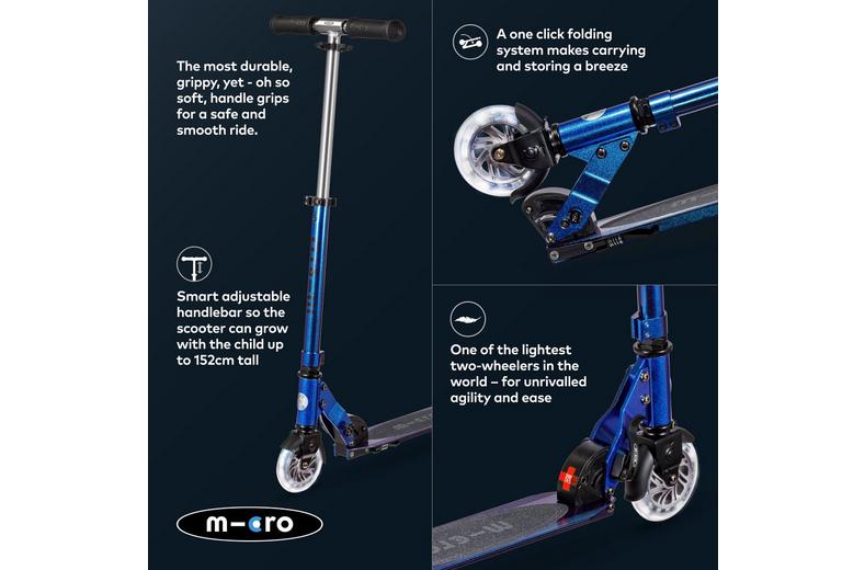 Micro Sprite Classic LED Scooter, Blue Chrome Micro Sprite Classic LED Scooter, Blue Chrome