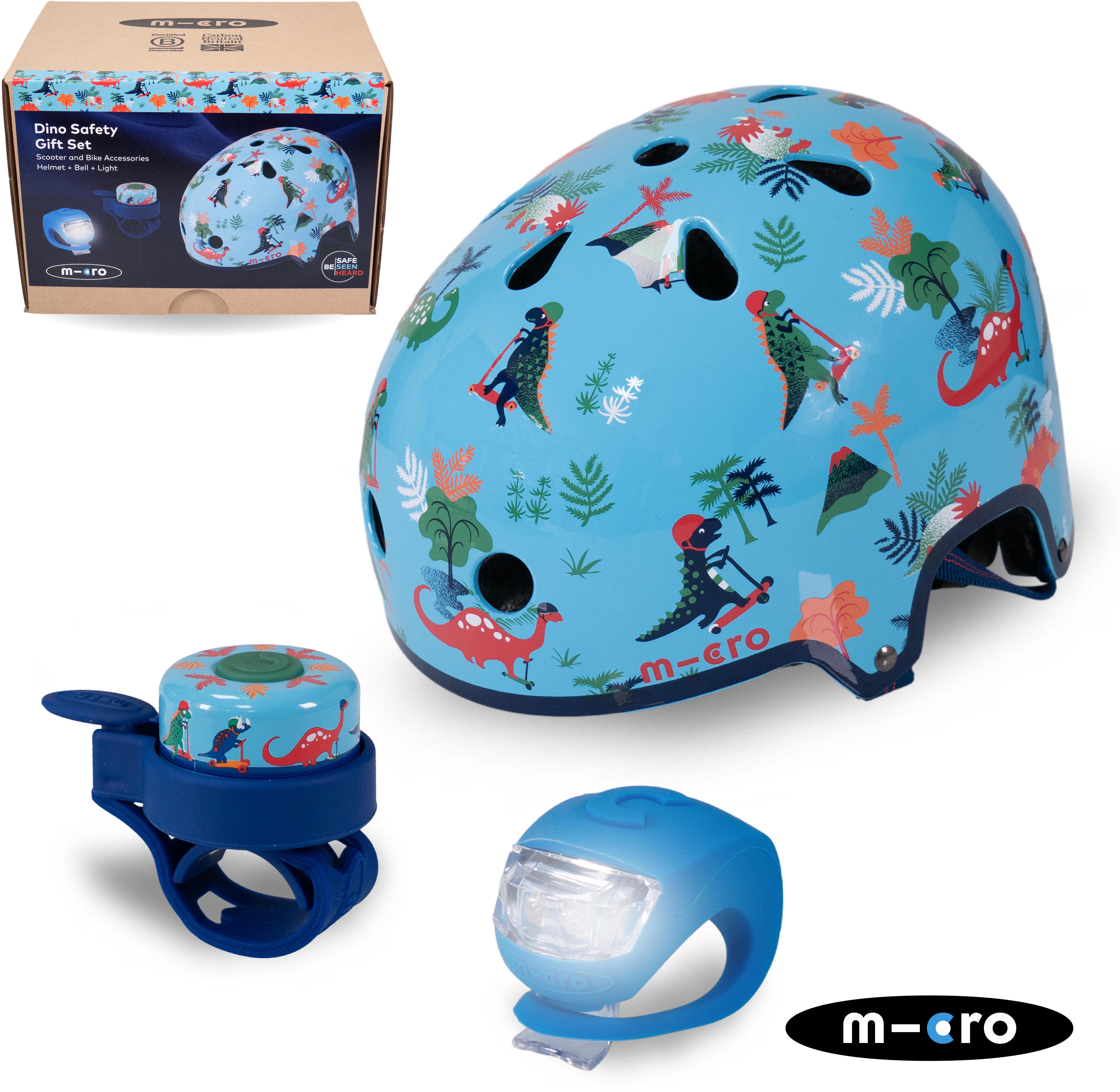 bike helmet bell halfords Dino Print Safety Set: Helmet, Bell and Light
