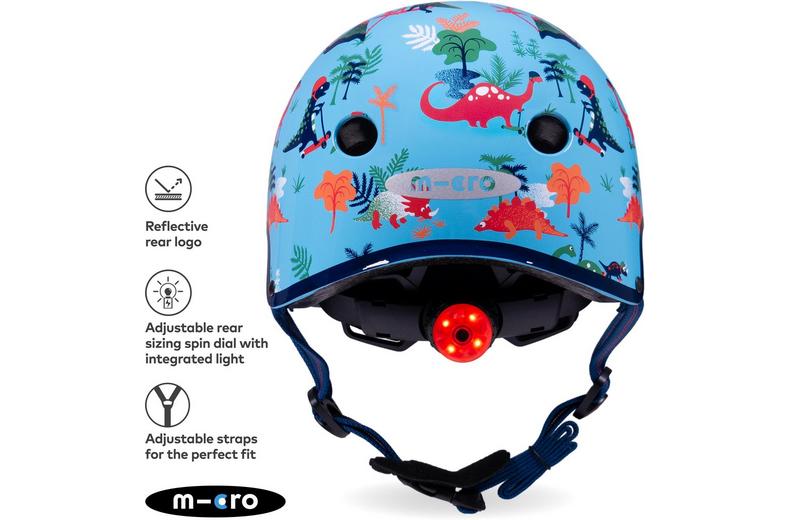 Dino Print Safety Set: Helmet, Bell and Light Dino Print Safety Set: Helmet, Bell and Light