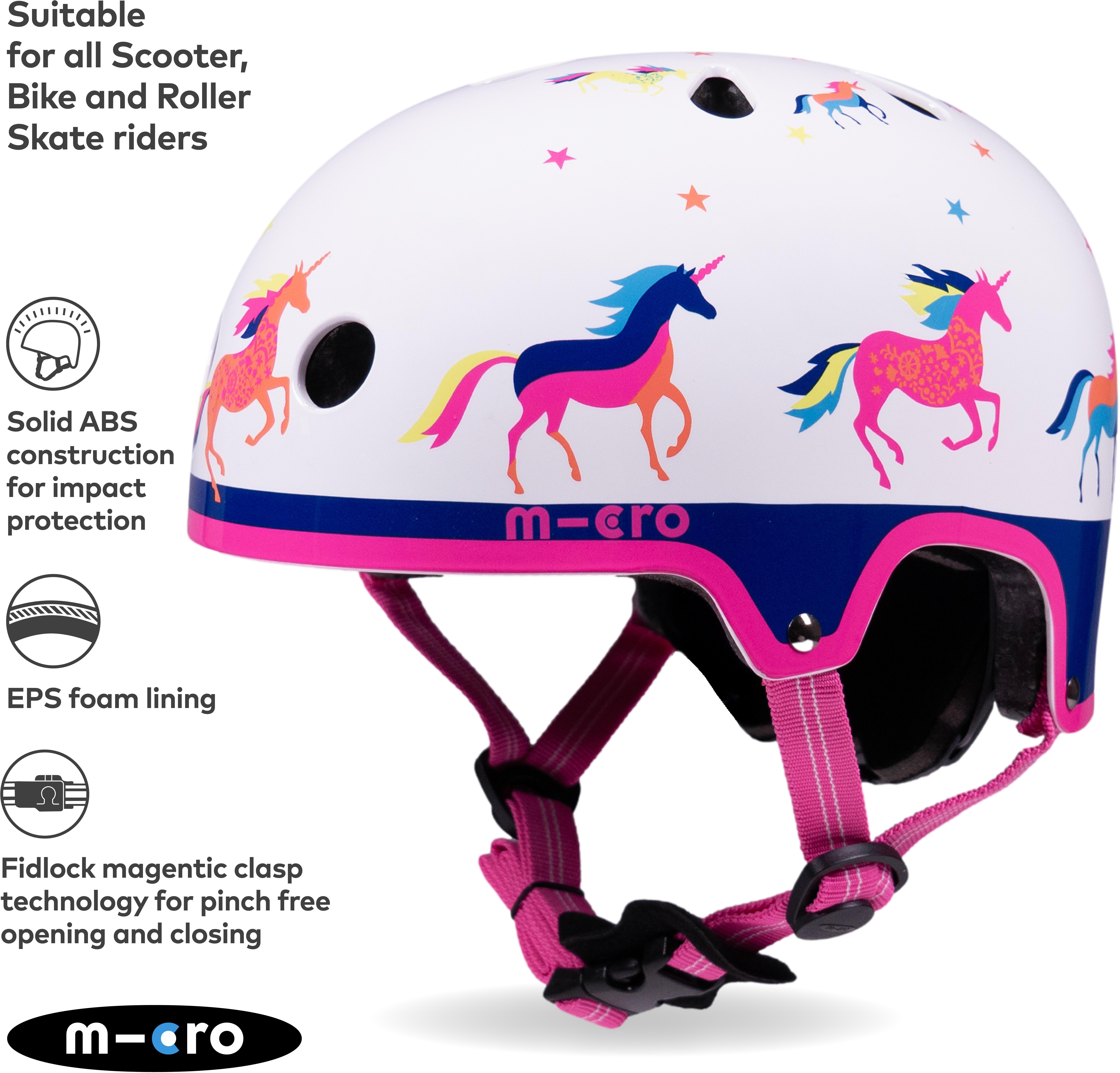 Unicorn Print Safety Set: Helmet, Bell and Light