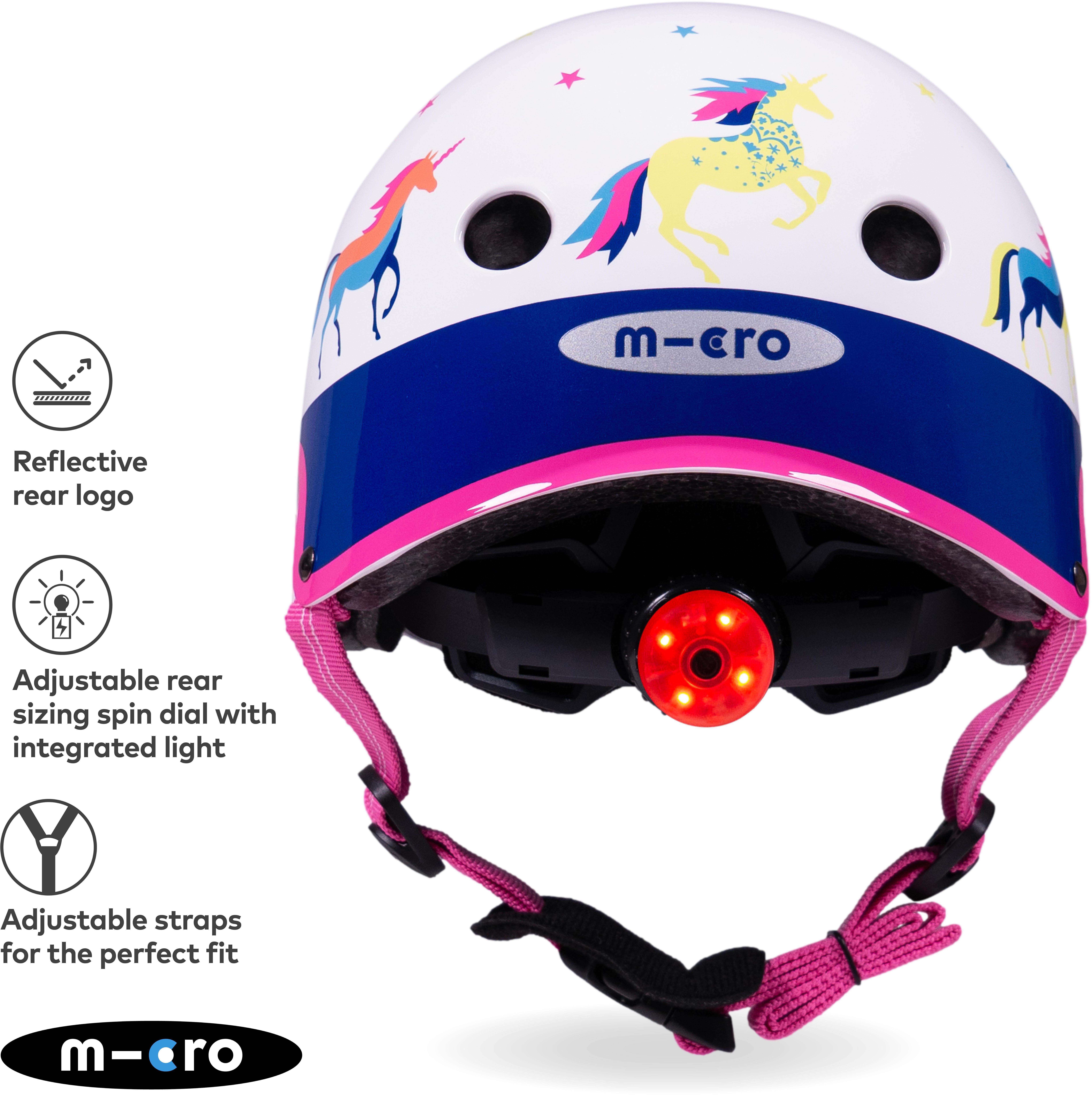 Unicorn Print Safety Set: Helmet, Bell and Light