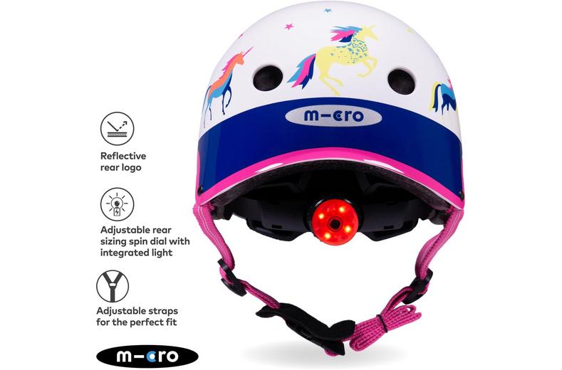 Unicorn Print Safety Set: Helmet, Bell and Light Unicorn Print Safety Set: Helmet, Bell and Light
