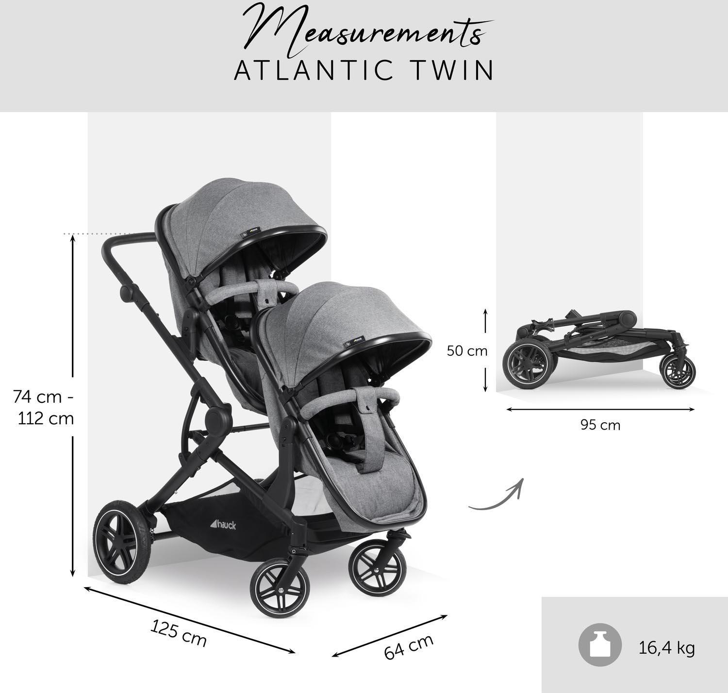 Hauck Atlantic Twin Pushchair - Grey