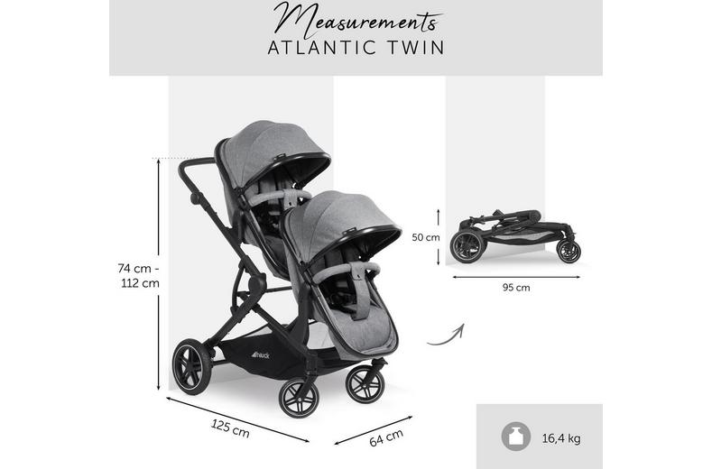 Hauck Atlantic Twin Pushchair - Grey Hauck Atlantic Twin Pushchair - Grey