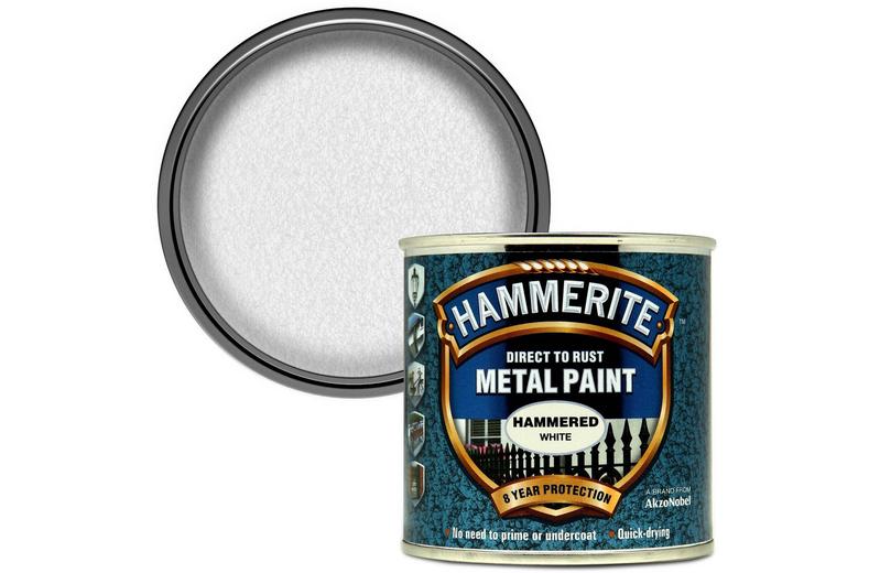 Hammerite Direct to Rust Metal Paint Hammered White 250ml Hammerite Direct to Rust Metal Paint Hammered White 250ml