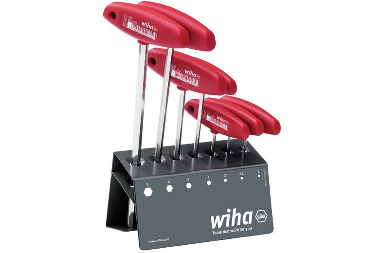 Wiha L-key T-handle Hex inc work bench stand 8pc brill nickel-pl Wiha L-key T-handle Hex inc work bench stand 8pc brill nickel-pl